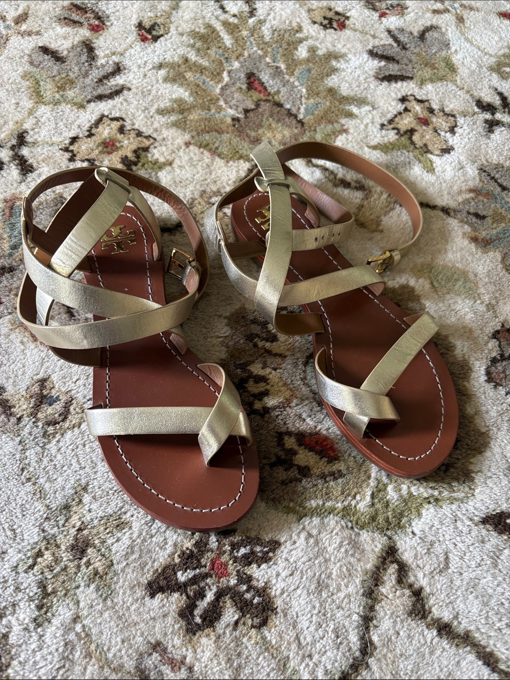 Tory Burch Gold Leather Sandals